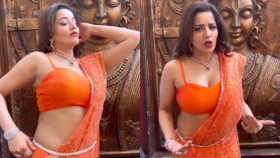 Bhojpuri sensation Monalisa raises temperature in sheer saree and bold blouse design