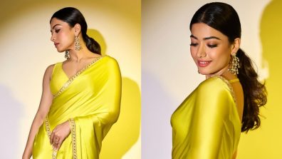 Golden Girl! Rashmika Mandanna blooms in yellow silk saree [Photos]