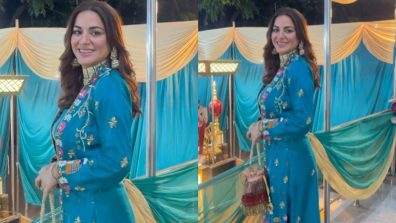 Shraddha Arya twirls in ethnic teal blue co ord set, take cues