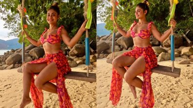 Sreejita De swings in style in floral red bikini set