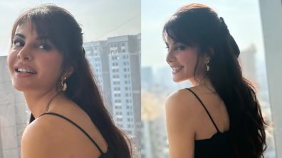 Jacqueliene Fernandez Looks The Cutest In Black Slip Dress With Bangs Hairstyle, See Here