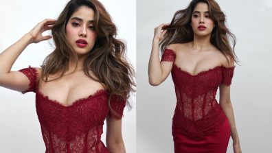 Janhvi Kapoor Feels Valentine’s Energy In Dark Red Corset Gown, See Photos