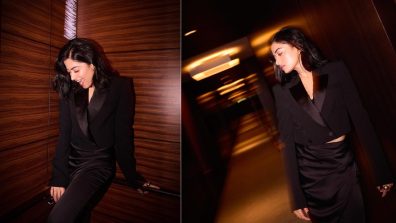 Rashmika Mandanna Rules Like A Boss In A Black Crop Blazer And Skirt; See Pics