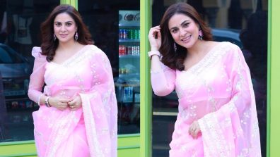 Shraddha Arya Radiates Grace In Soft Pink Floral Saree, See Photos