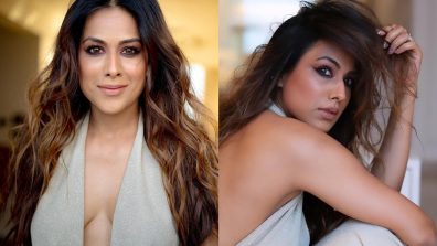 Take Cues From Nia Sharma For Date Night In Greyish Plunging Gown