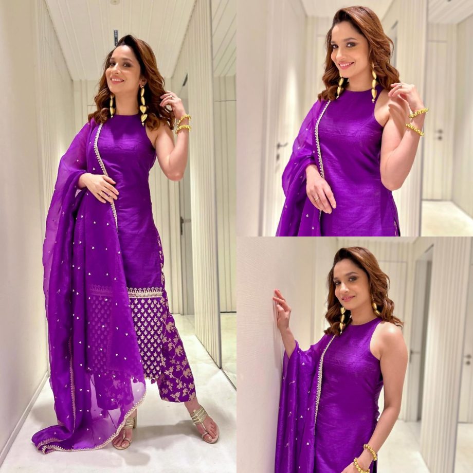 Ankita Lokhande Channels Punjabi Kudi Charm in a Vibrant Purple Kurta Set, See Photos! 893111