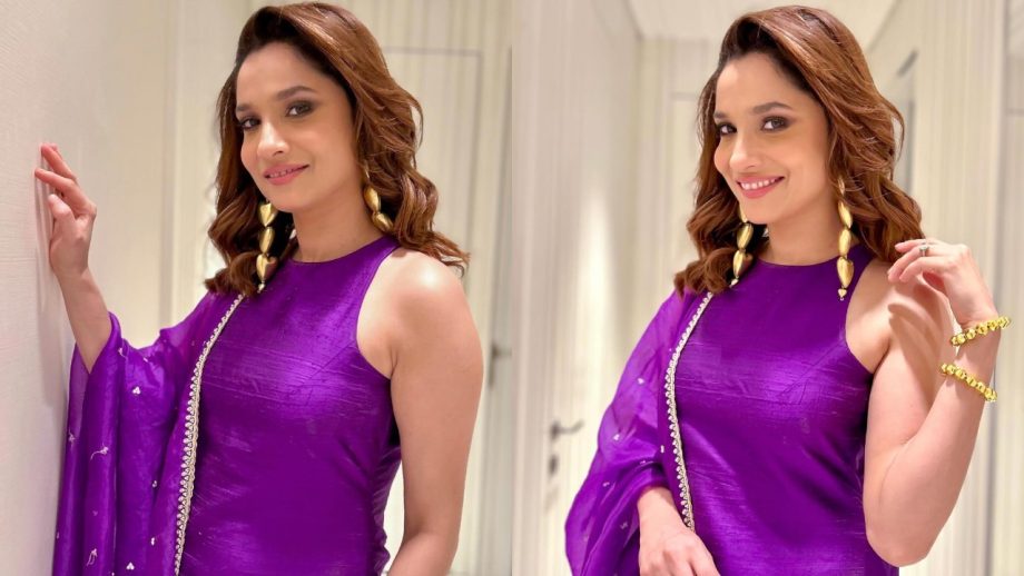 Ankita Lokhande Channels Punjabi Kudi Charm in a Vibrant Purple Kurta Set, See Photos! 893112