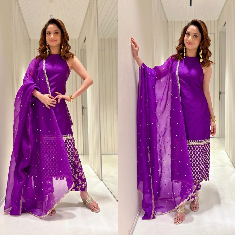 Ankita Lokhande Channels Punjabi Kudi Charm in a Vibrant Purple Kurta Set, See Photos! 893110