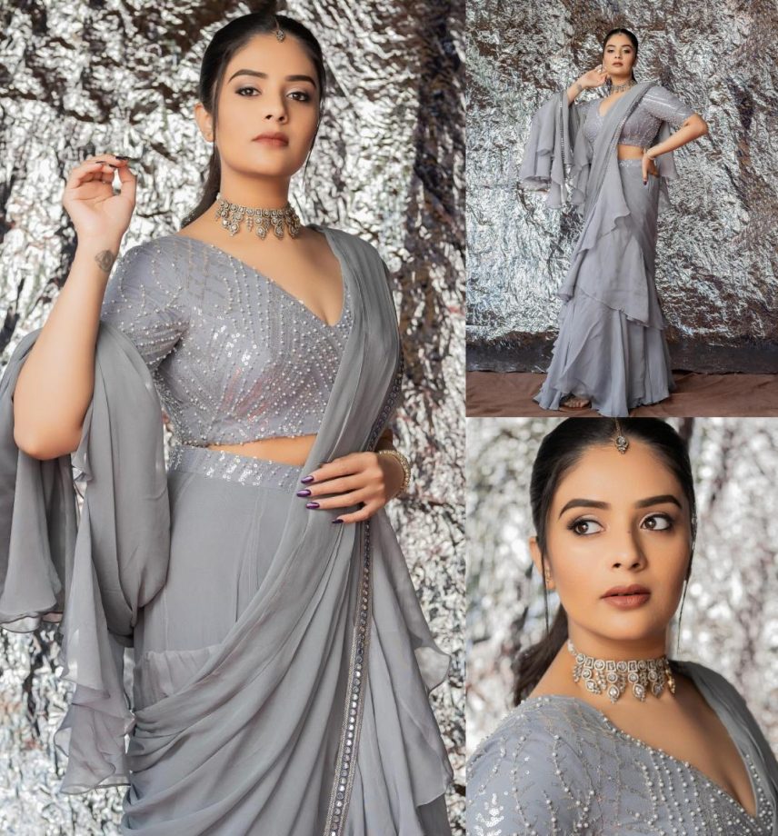 3 Classic Drape Sarees from Sreemukhi's Closet Perfect Picks for Your Sangeet Ceremony 895154