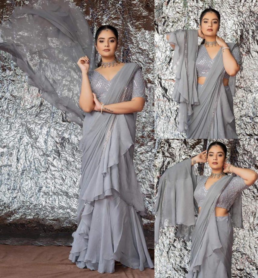 3 Classic Drape Sarees from Sreemukhi's Closet Perfect Picks for Your Sangeet Ceremony 895155