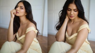 Malavika Mohanan Flaunts Her Toned Physique In Pastel Yellow Crinkled Dress