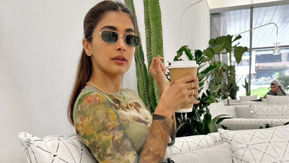 Floral Top, Slit Denim Skirt & Glasses: Decoding Pooja Hegde's Coffee Date Look 895957