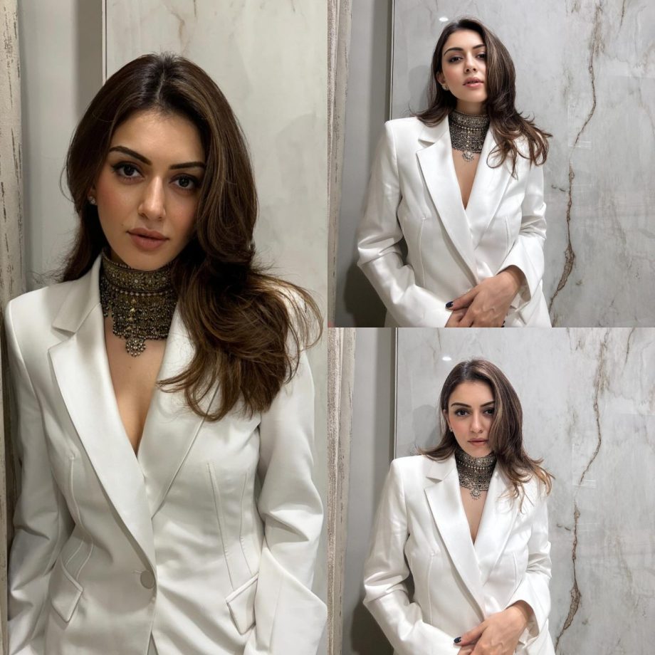 Hansika Motwani Adds A Desi Spin To Her White Blazer Glam With Oxidised Necklace, See How 895245