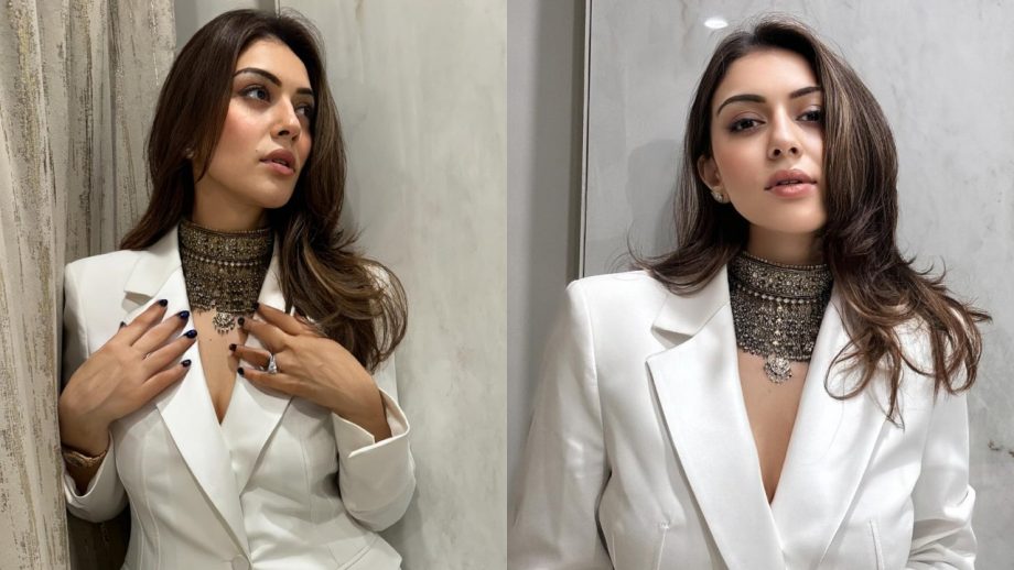 Hansika Motwani Adds A Desi Spin To Her White Blazer Glam With Oxidised Necklace, See How 895243