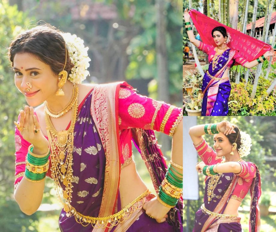 [Photos] Jhanak Fame Hiba Nawab Turns 'Marathi Mulgi' in a Purple Nauvari Saree 896039