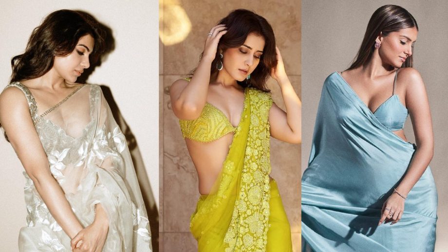 Take Cues from Samantha Ruth Prabhu, Raashii Khanna, and Tara Sutaria for Stunning Bralette Blouse Designs 896136