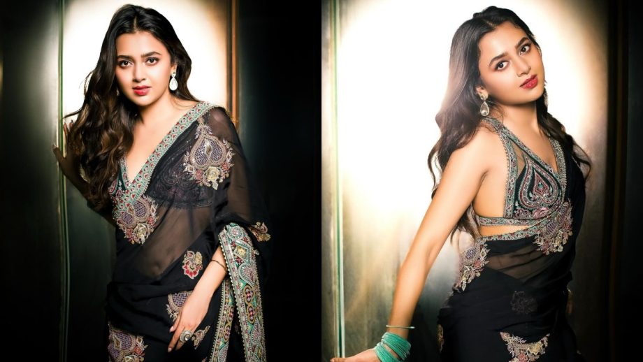 Tejasswi Prakash Looks Gorgeous in a Black Saree with a Designer Blouse, See Pics! 894727