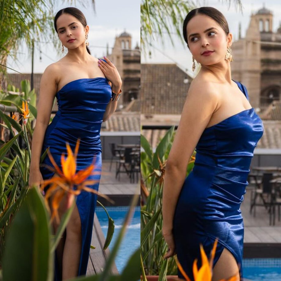 TMKOC Palak Sindhwani Stuns in a Royal Blue Thigh-High Slit Gown, Flaunts Her Toned Legs! 894719