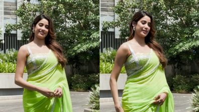 Watch! Janhvi Kapoor Looks Drop-Dead Gorgeous In Green Saree With Bustier Blouse