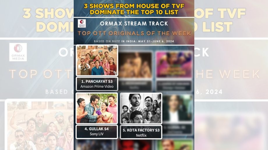 3 shows of TVF, Panchayat S3, Gullak S4, and Kota Factory S3, make it to the top 10 shows of India as per Ormax 899324