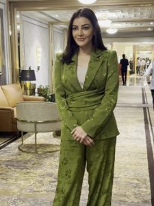 Kajal Aggarwal Turns Green Flag in a Jacquard Blazer and Pants