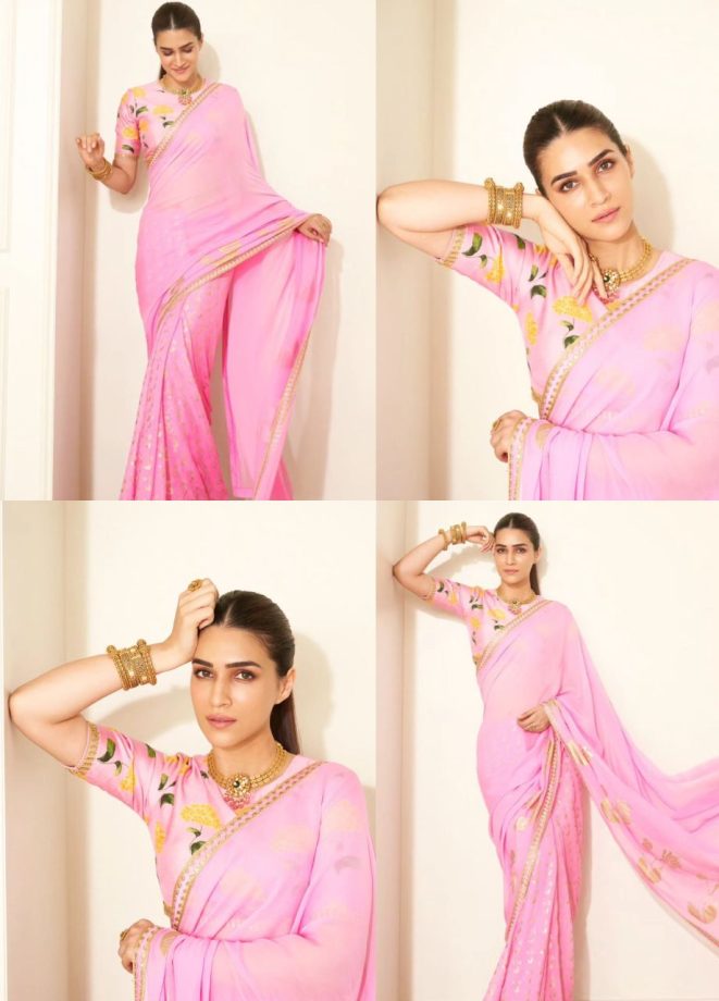 Fashion Face-Off: Kriti Sanon Vs. Ayeza Khan: Who Wore Blush Pink Saree With High-Neck Blouse Better? 901081