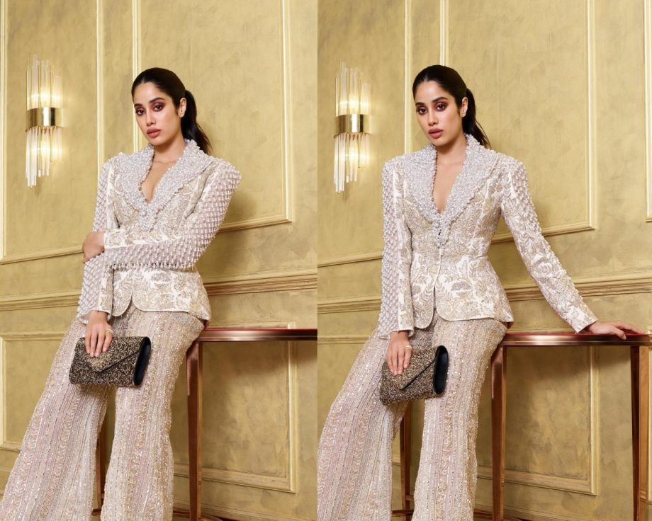 [Photos] Janhvi Kapoor Looks Captivating In Manish Malhotra's Ivory Suit Set 900442