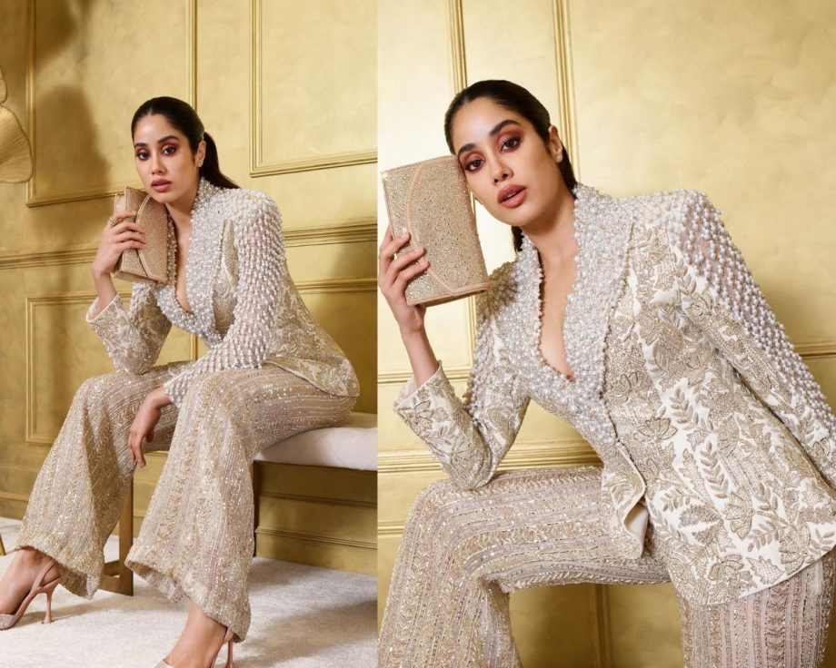 [Photos] Janhvi Kapoor Looks Captivating In Manish Malhotra's Ivory Suit Set 900443