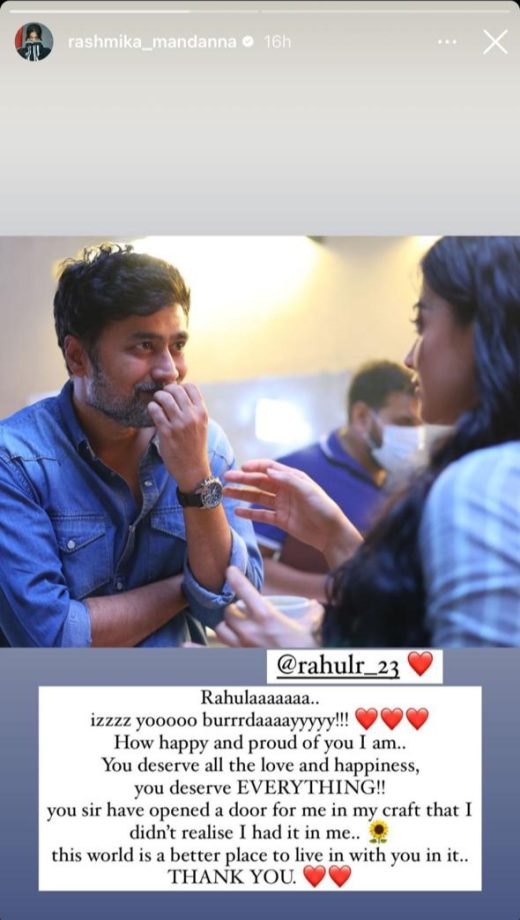 Rashmika says, she didn't know 'she had it in her' as she wishes Rahul Ravindran 902415