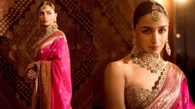 Alia Bhatt’s Unique Spin On A Century-Old Saree With A Strapless Designer Blouse