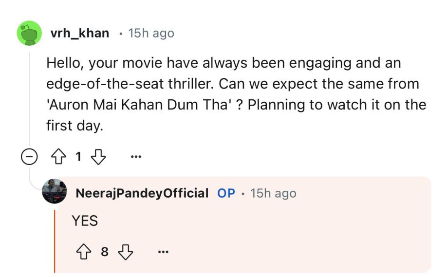From choosing the title ‘Auron Mein Kahan Dum Tha’ to blending elements of thrill into a love story, Neeraj Pandey shares exclusive insights into his upcoming release during a Reddit AMA session. 904264