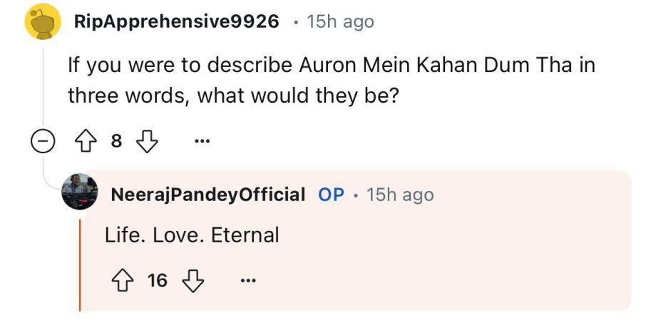 From choosing the title ‘Auron Mein Kahan Dum Tha’ to blending elements of thrill into a love story, Neeraj Pandey shares exclusive insights into his upcoming release during a Reddit AMA session. 904261