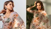 [Photos] Ankita Lokhande Looks Stunning In Floral Organza Saree With Deep Neck Blouse 905308