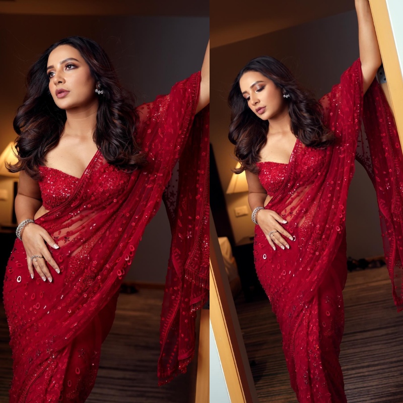 Subhashree Ganguly Sizzles in Red Saree 908566