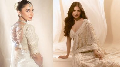 4 Beautiful Handmade Ivory Chikankari Saree Looks Of South Actresses From Rakul Preet Singh To Malavika Mohanan