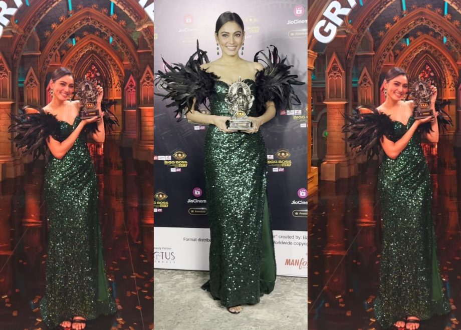 Bigg Boss OTT S3 Winner Sana Makbul's Feathery Dress Draws Comparisons To Tejasswi Prakash's Winning Outfit 910992