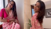 Monalisa Adds A Trendy Spin To Her Desi Pink Banarasi Saree With Plunging Blouse 915131