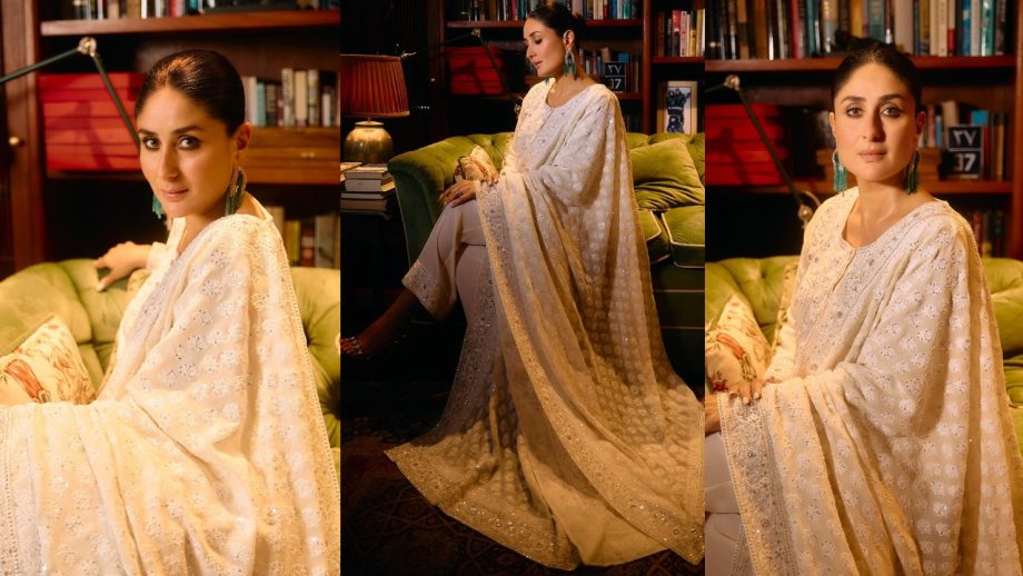 [Photos] Kareena Kapoor Khan Radiates Classic Charm In Ivory Kurta Set With Chikankari Dupatta 912615