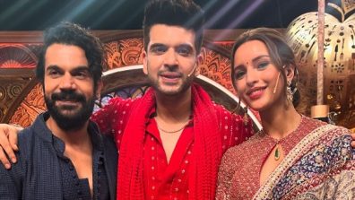 Karan Kundrra is all smiles as he poses with Rajkummar Rao and Triptii Dimri