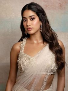 Janhvi Kapoor’s Breathtaking Look In White Sheer Half Saree Adorned With Pearls