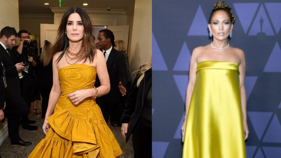 Jennifer Lopez Or Sandra Bullock: Who Styled The Yellow Strapless Dress Better? 916709