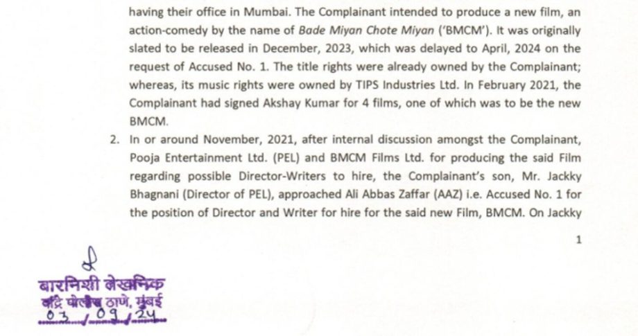 Vashu Bhagnani and Jackky Bhagnani file complaint against Ali Abbas Zafar for siphoning / misappropriation of funds 919224