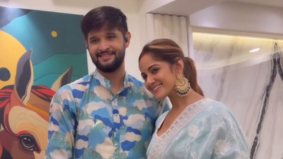 Neel Bhattacharya and Trina Saha Celebrate First Lakshmi Puja After Marriage, Twinning in Elegant Blue Ensembles 922189