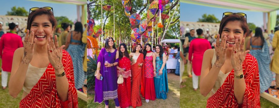 Nidhi Bhanushali Stuns in Red Saree at Mehndi Ceremony in Jaipur 924023