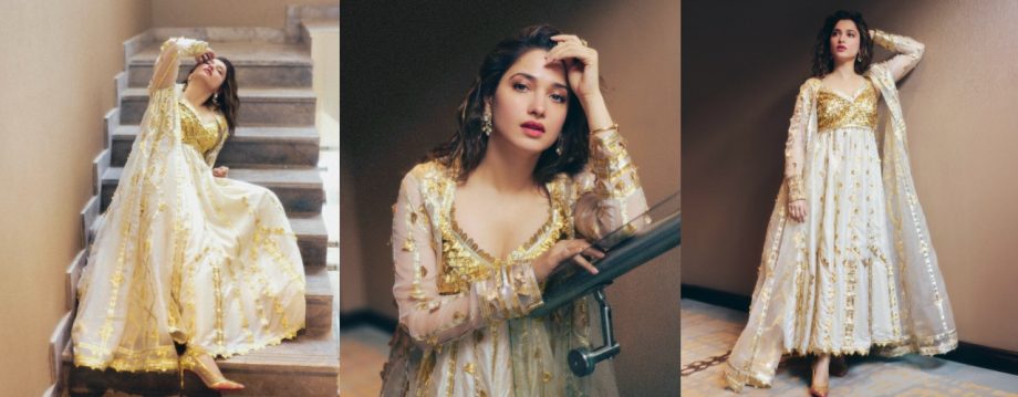 Tamannaah Bhatia Turns 'Golden Girl' In A White Anarkali, Rasha Thadani And Kajal Aggarwal React 926912