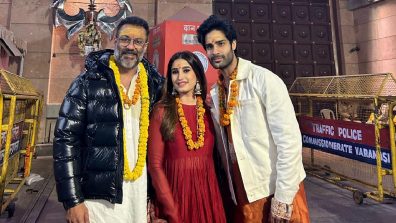 Aaman Devgan and Rasha Thadani along with director Abhishek Kapoor Experience the Enchanting Ganga Aarti in the Spiritual Heart of Varanasi!