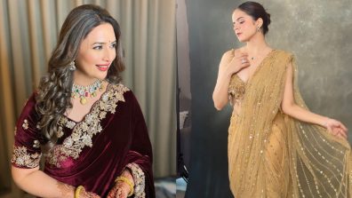 Divyanka Tripathi’s Velvet Glam or Palak Sindhwani’s Sheer Elegance: Wedding Saree Face-Off!