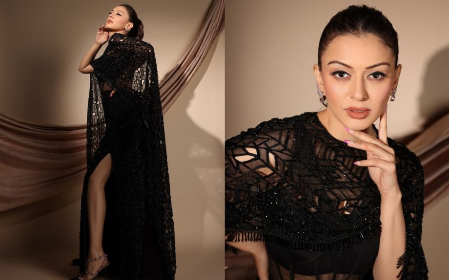 Hansika Motwani Channels Goddess Vibes in Her Black Embroidered Dress 929960