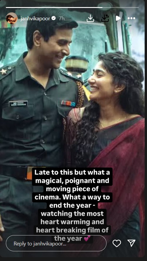 Janhvi Kapoor Praises Sai Pallavi Starrer Amaran, Calls It 