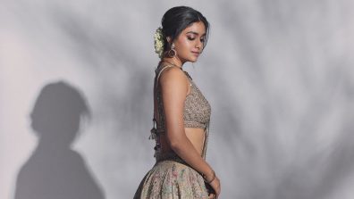 Keerthy Suresh’s Golden Dupatta and Peacock Lehenga Are Wedding Fashion Goals